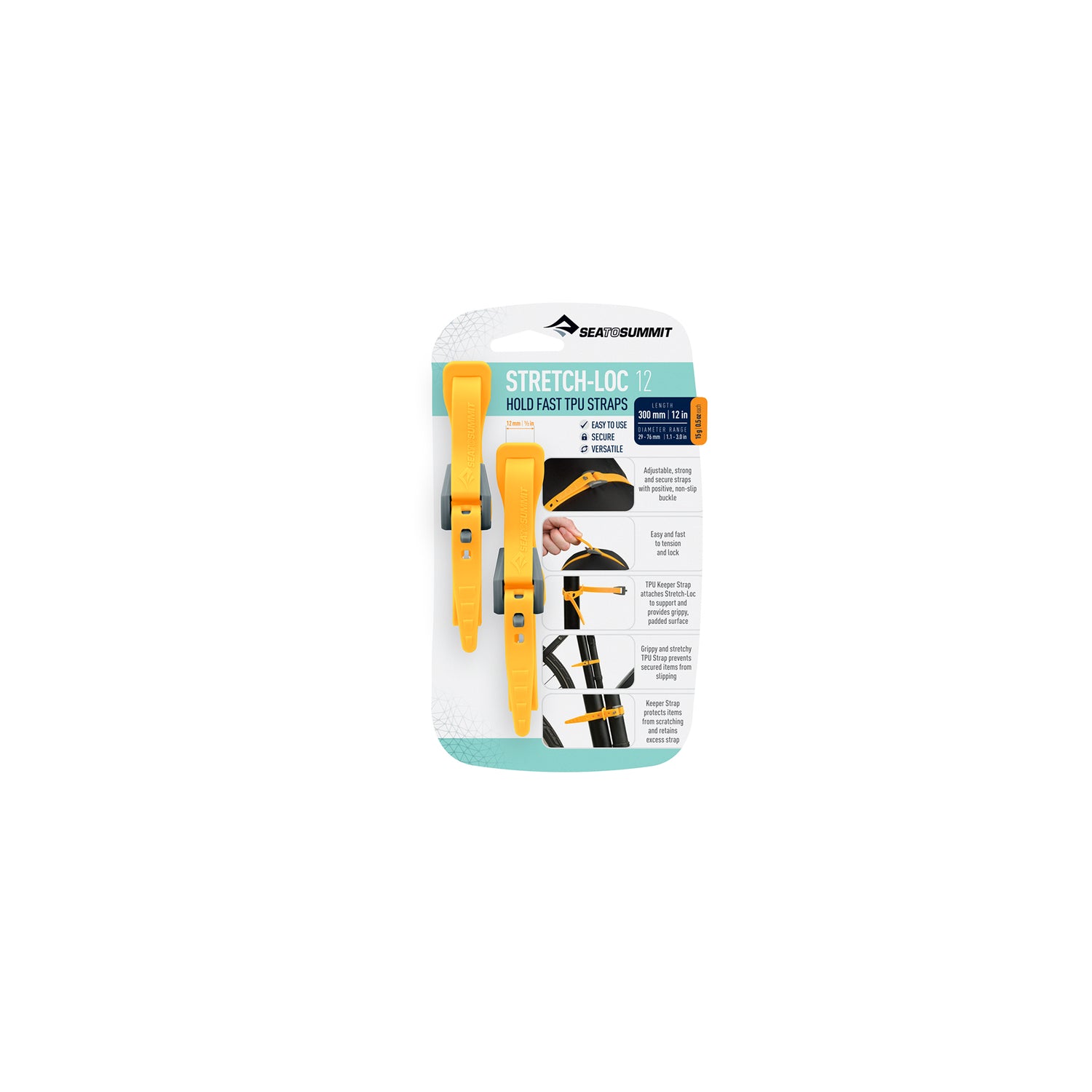 12IN Straps / 1/2in | 12mm / Yellow || Stretch-Loc TPU Straps (2 Pack)