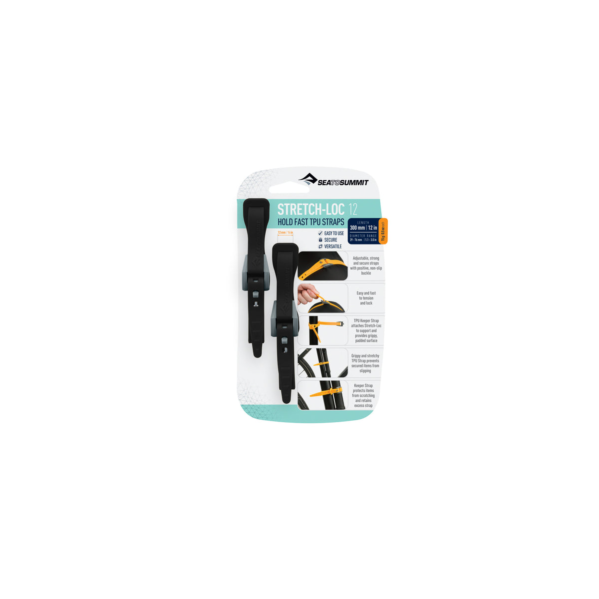 12IN Straps / 1/2in | 12mm / Black || Stretch-Loc TPU Straps (2 Pack)
